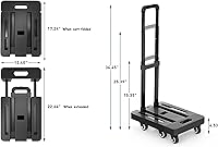 Vista 2 de Mount Plus Camión de mano plegable A3, carrito de mano plegable de 6 ruedas con 2 cuerdas elásticas, carrito de equipaje portátil de 500 libras