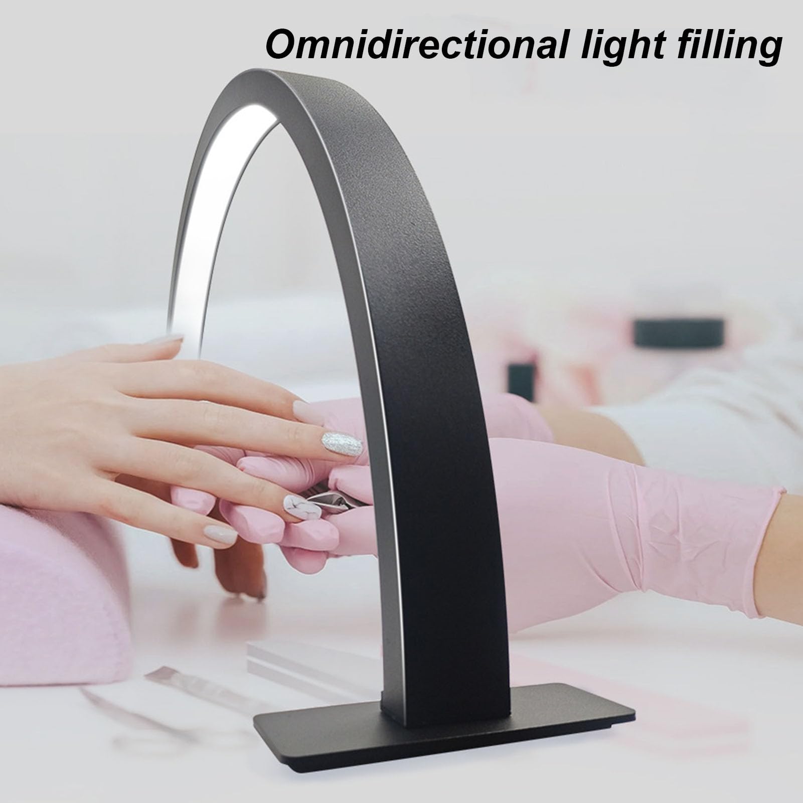 Lampka Biurkowa Half Moon Nail dla Profesjonalistów, Światło LED 3000K-6500K do Paznokci, Lampa Biurkowa LED do Manicure, światło Tatuażu, Dostosuj jasność i 3 Temperatury
