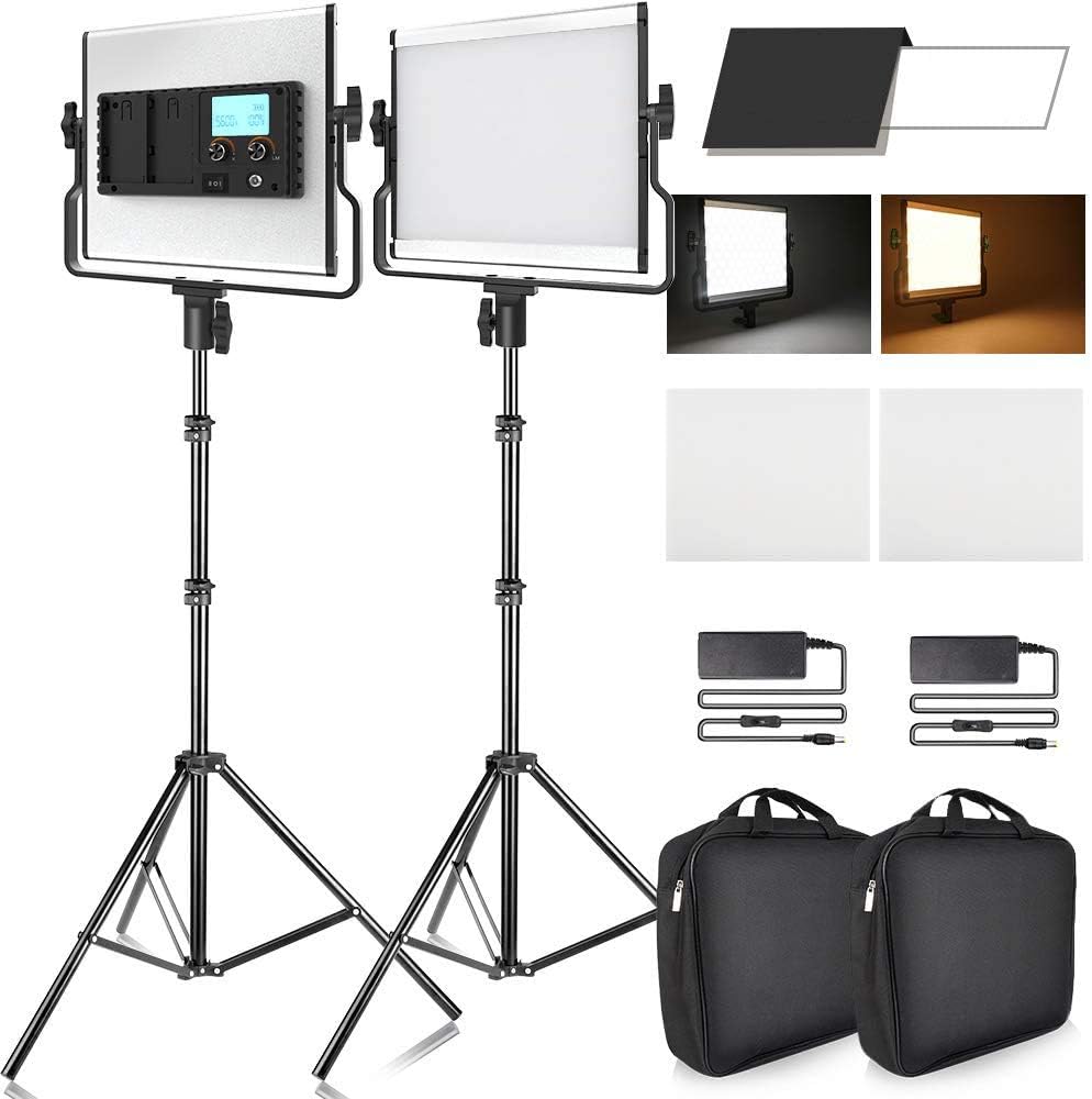 SAMTIAN 3960 Lux BiColor Photography Lighting Kit LED Video Light with