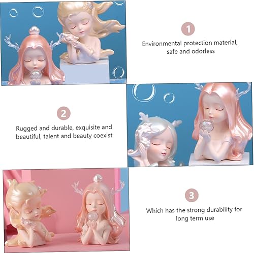 Miniatura 3 de Toddmomy Adorno de niña del océano, decoración de princesa, decoración de sirena, modelo, estatua, niña, escultura, sirena, retrato, estatuilla,