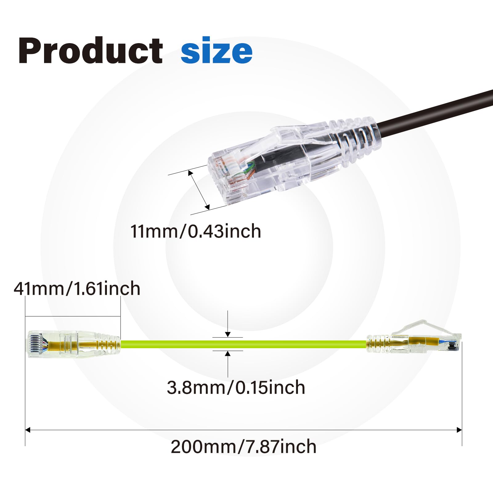GeeekPi 4 sztuki kabli Ethernet Cat6A, 20 cm, RJ45 Snagless Krótki Ekranowany Kabel Sieciowy, 10 Gbps, 500 MHz, 28 AWG, Wielokolorowy 4-Pack