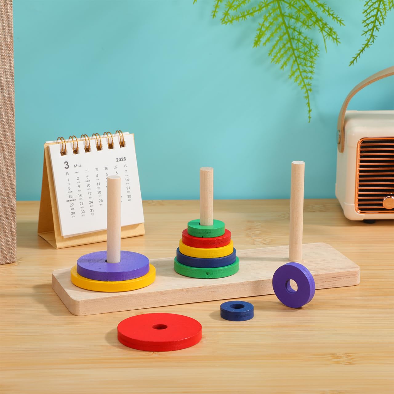 Gadpiparty Cerebro De Madera De Hanoi - Rompecabezas Mentales para Adultos Lu Ban Puzzle Pelota Desbloquear - Juego De Mesa Clásico De Madera
