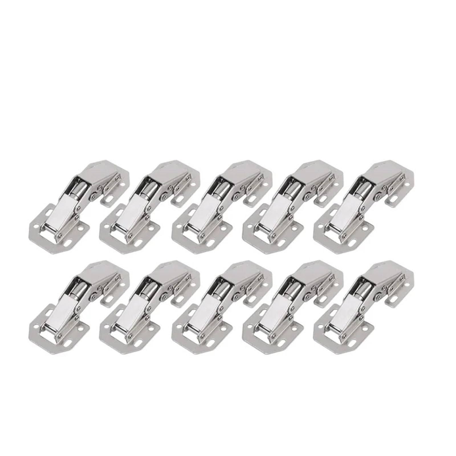 Iklaaqetbxps 10Pcs 90 Degree No-Drill Hydraulic Buffer Hinges, Silver Hardware Accessories For Cupboard And Cabinet Doors(10Pcs)