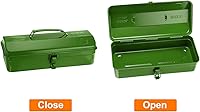 Vista 3 de HARFINGTON Tool Box 14.2" Portable Steel Tool Box Hip Roof Style with Metal Latch Closure Tool Chest for Household Workshop Car, Green