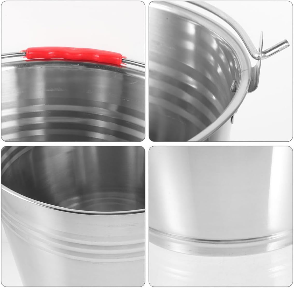 Large Capacity Horse Feed Water Bucket Stainless Steel Farming Bucket Handle Easy to Carry for Livestock Feeding