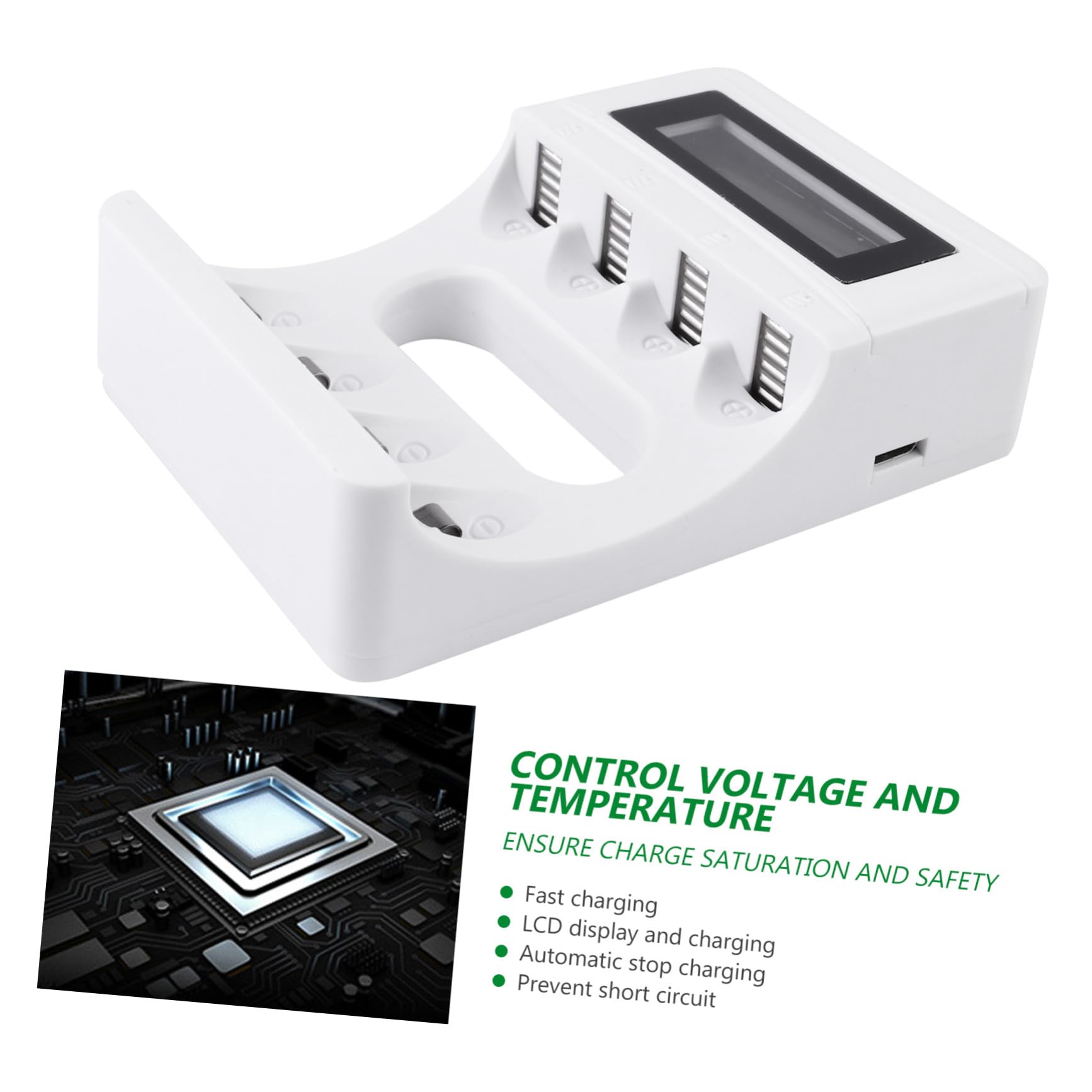 Angoily 3piezas Cargador De Baterías LCD De Ranuras Pantalla Inteligente y Función De Individual para Baterías Recargables USB