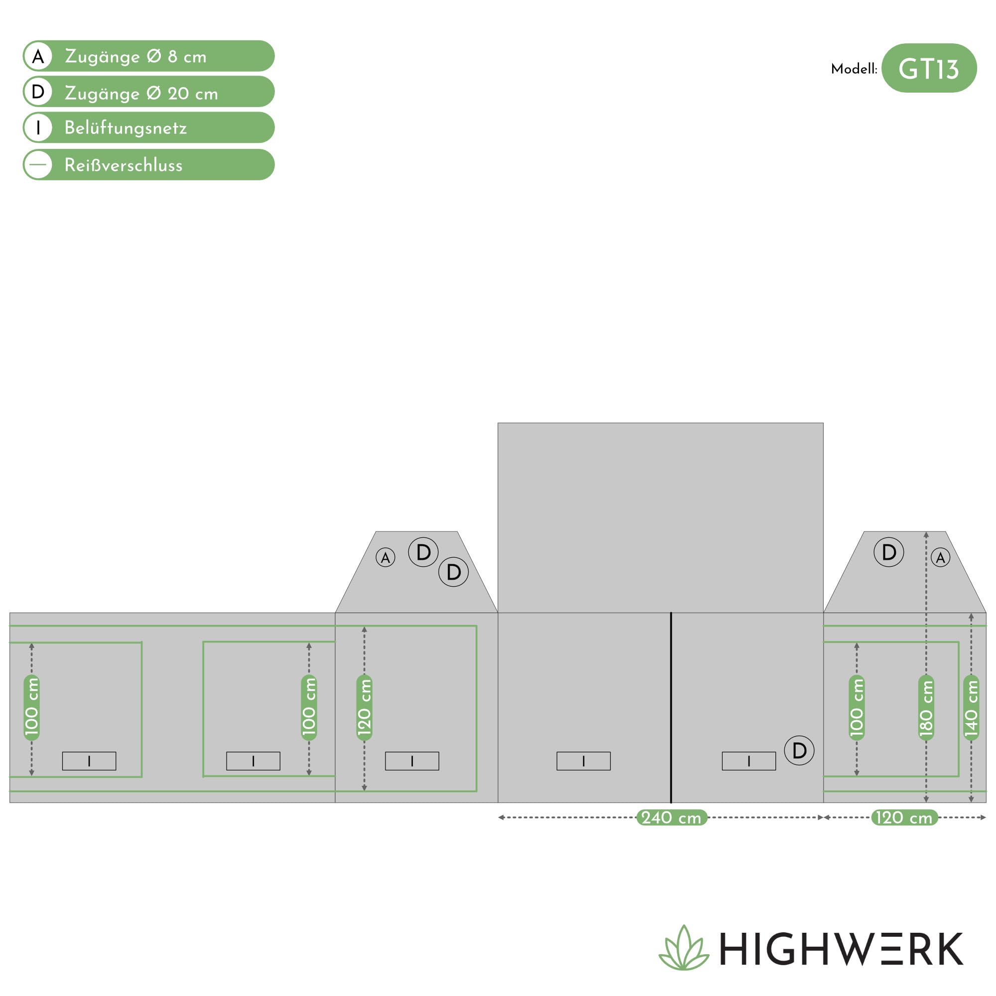 Growzelt 240 x 120 x 180 cm | MyHomeGrow Grow Tent, Grau | Indoor Grow Tent für Pflanzenzucht | Growbox, Homegrow, Growschrank | Zuchtzelt, Pflanzenzelt, Anzuchtzelt, Gewächshaus