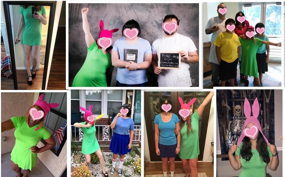 A-Wintage Women's Green Dress Costume V-Neck Tunic Top Short Sleeve Mini T-Shirt Dress Casual Shirt Halloween Cosplay - Image 3