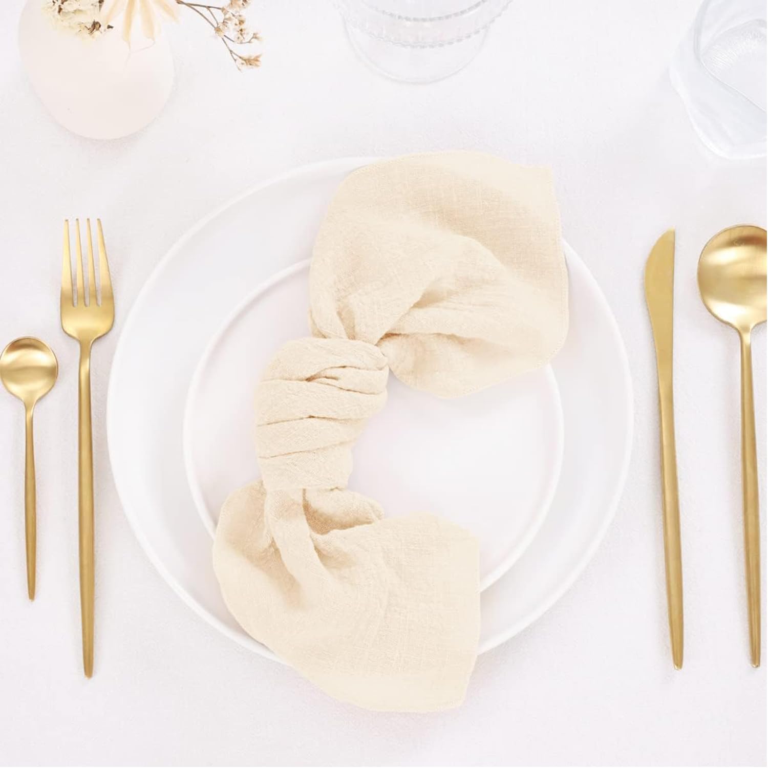 10 Stück Stoffservietten, Servietten Stoff, 42X42cm Leinenservietten mit Fransen für Abendessen Hochzeit Weihnachten Geburtstagspartys Tischdinner Restaurant Stoff Servietten(beige)