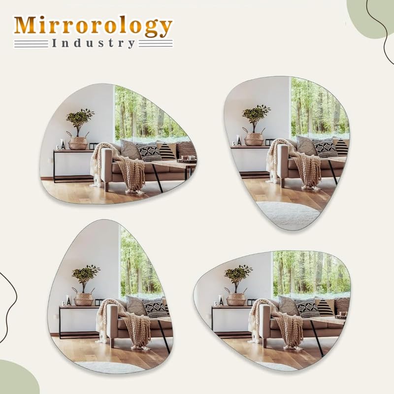 Image of 12x18 Inch Irregular Teardrop Wall Mirror | Frameless Artistic Design | 5mm HD Glass | Decorative Accent Mirror for Bedroom, Living Room, Vanity & Entryway Decor