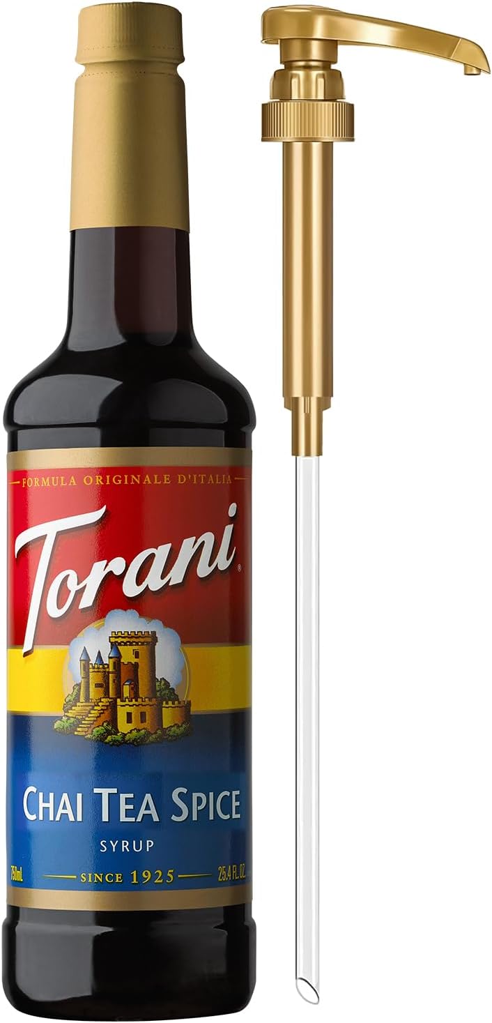 Coffee Syrup, Chai Tea Spice Flavored Syrup for Drinks, Pump Included, 25.4 Fl Oz