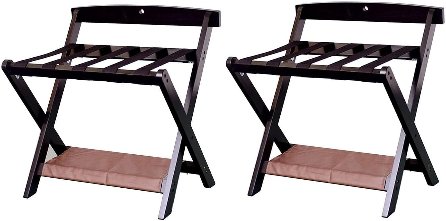 MSHGSKU Luggage rack 2-Pack Hotel Luggage Rack - Luggage Stand With Backrest And Shoe Rack(Schwarz)