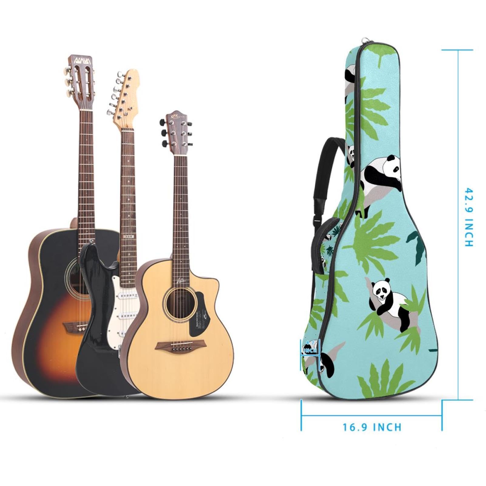 Torba na gitarę akustyczną wodoodporny plecak na gitarę grubo miękka wyściełana panda klasyczna obudowa na gitarę, wielobarwny, 42.9x16.9x4.7 in, Organizer do torby