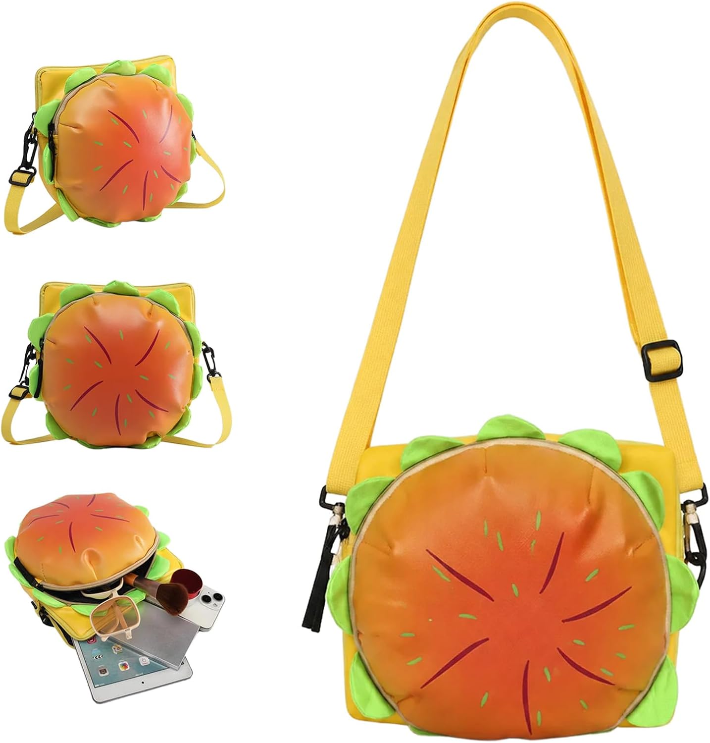 Cheeseburger Crossbody Bag,Hamburger Shoulder Bag,Burger-Shaped Novelty Bag