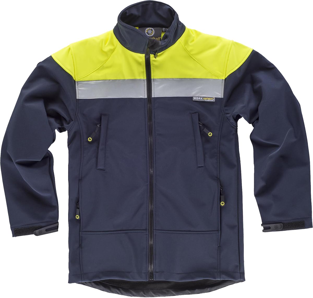 WORKTEAM Cazadora Softshell Alta Visibilidad, Corta Vientos y Repelente al Agua, Membrana Transpirable Aislante, Cintas Reflectantes, Certificada EN 14058 Unisex