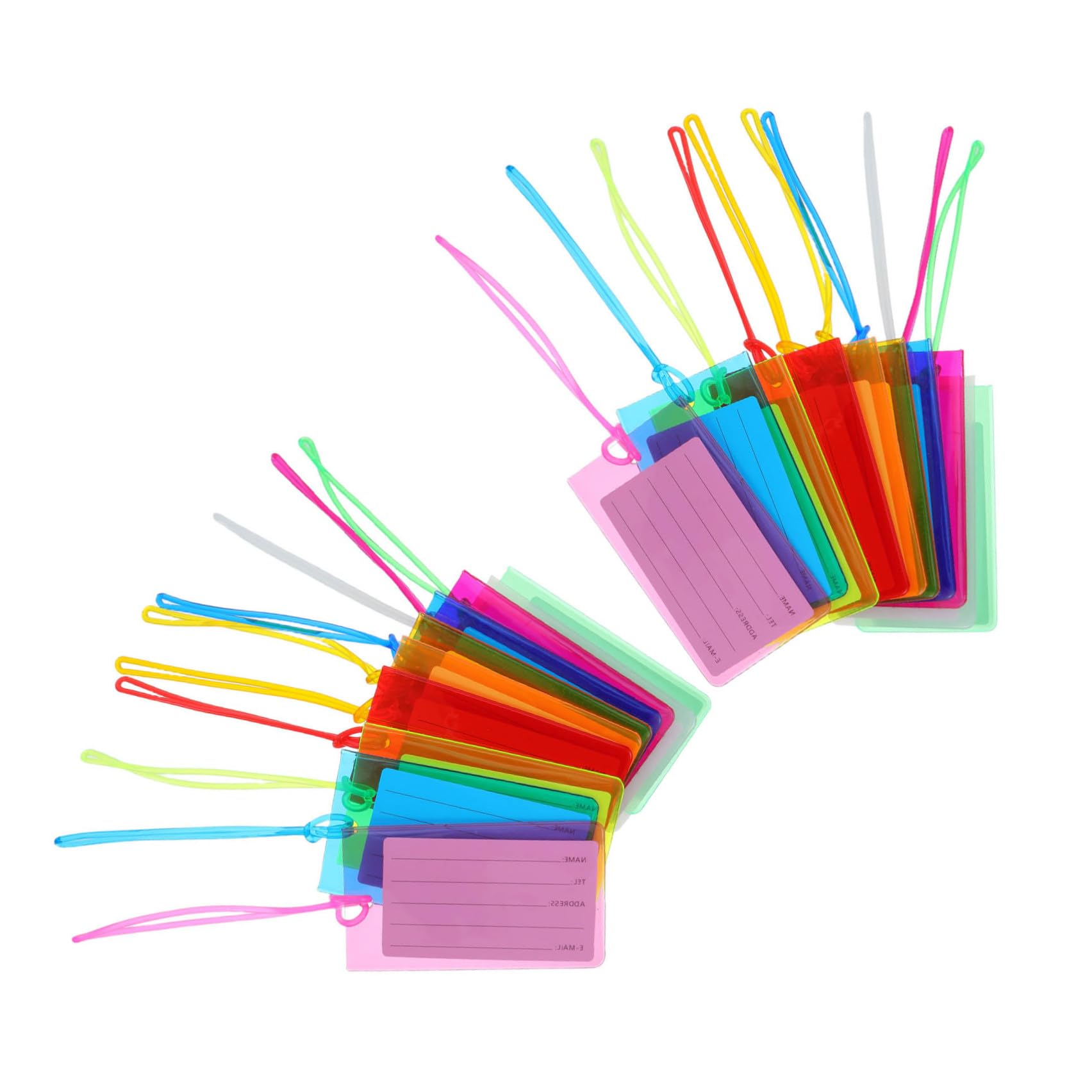 Amosfun 100 Pezzi Etichetta per Bagaglio in Pvc Colorato Riutilizzabile con Carta Inseribile, Facile da Attaccare, per Borse da Golf e Palestra in Viaggi e Controlli Aeroportuali