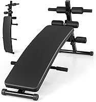 GYMAX Decline Sit-Up Bench: 5-Level Adjustable Height, 300lbs Capacity, Foldable Ab Workout Bench for Home Gym
