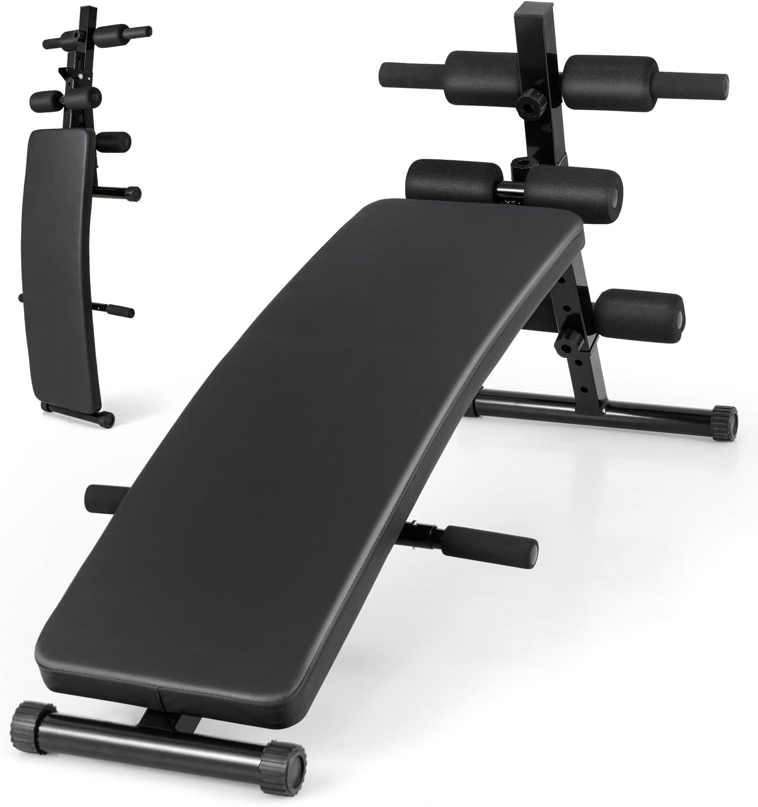 Sit Up Bench, Decline Sit up Bench with 5-level Adjustable Height, 300lbs Capacity & Anti-slip Foot Pads, Foldable Ab Bench for Full Body Workout, Incline Slant Bench for Home Gym
