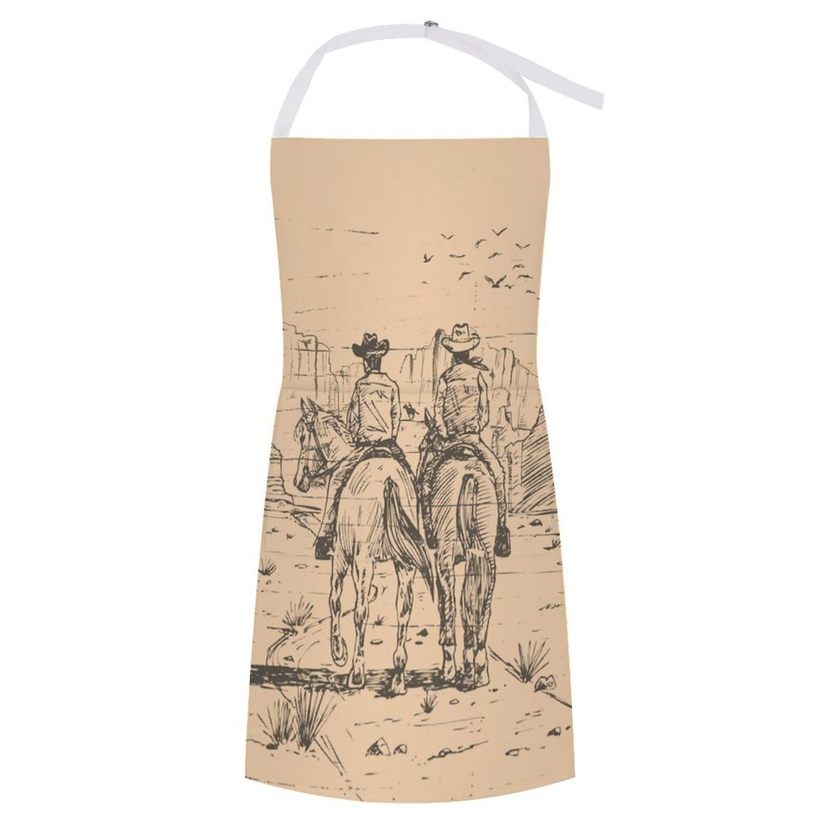 SMAZDFXX Rustic Western Cowboy Horse Kitchen Waterproof Apron for Men Adjustable Cooking Baking BBQ Apron Gift for Adult