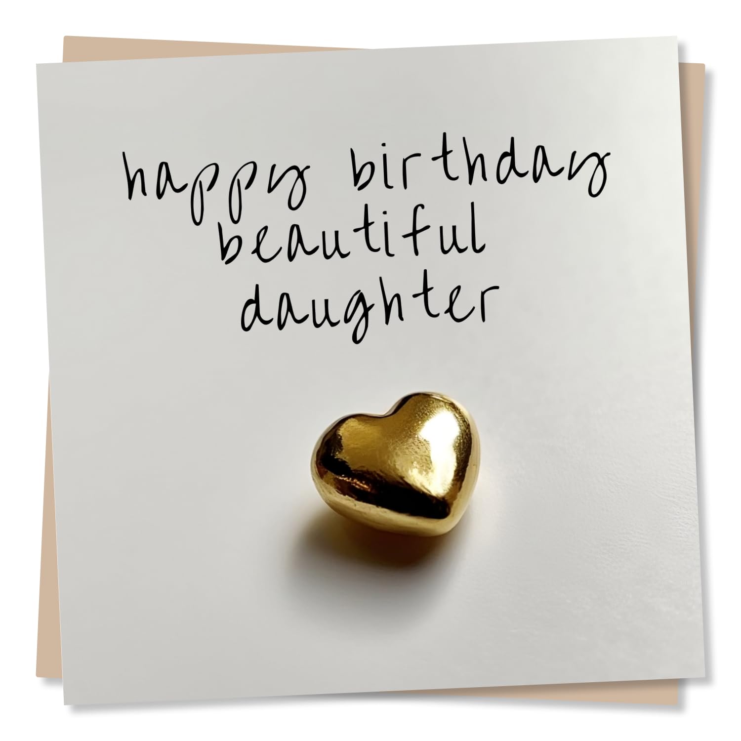 Stunning Gold Heart Happy Birthday Beautiful Daughter Card - Birthday Card for Daughter - Made in UK