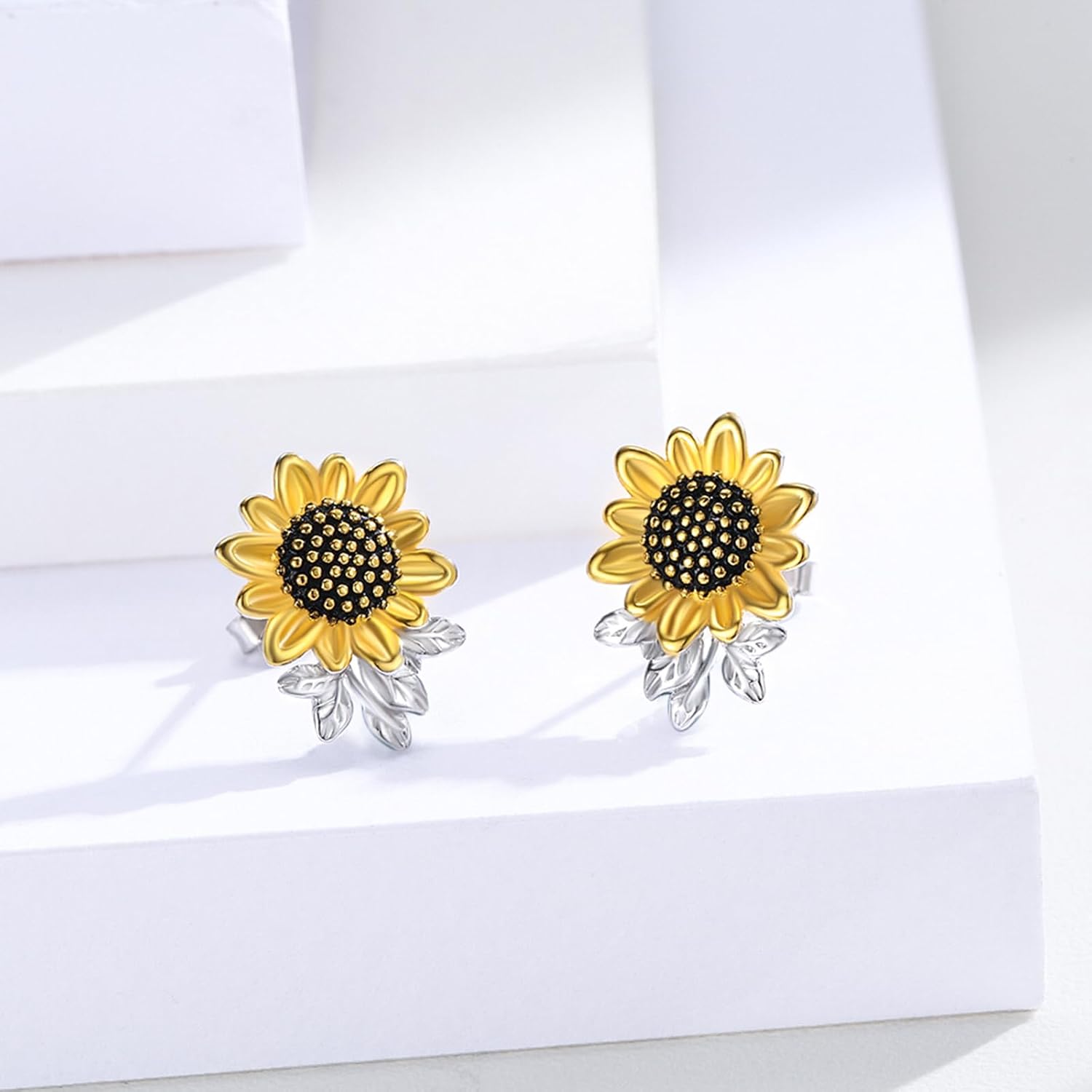 925 Sterling Silver Stud Earrings Sunflower/Flower/Sun Moon Star/Heart/Mushroom/Celtic Knot/Santa Claus Crystal/Opal/Moonstone/Pearl Earrings Irish Jewelry Gifts for Birthday Christmas - Image 2