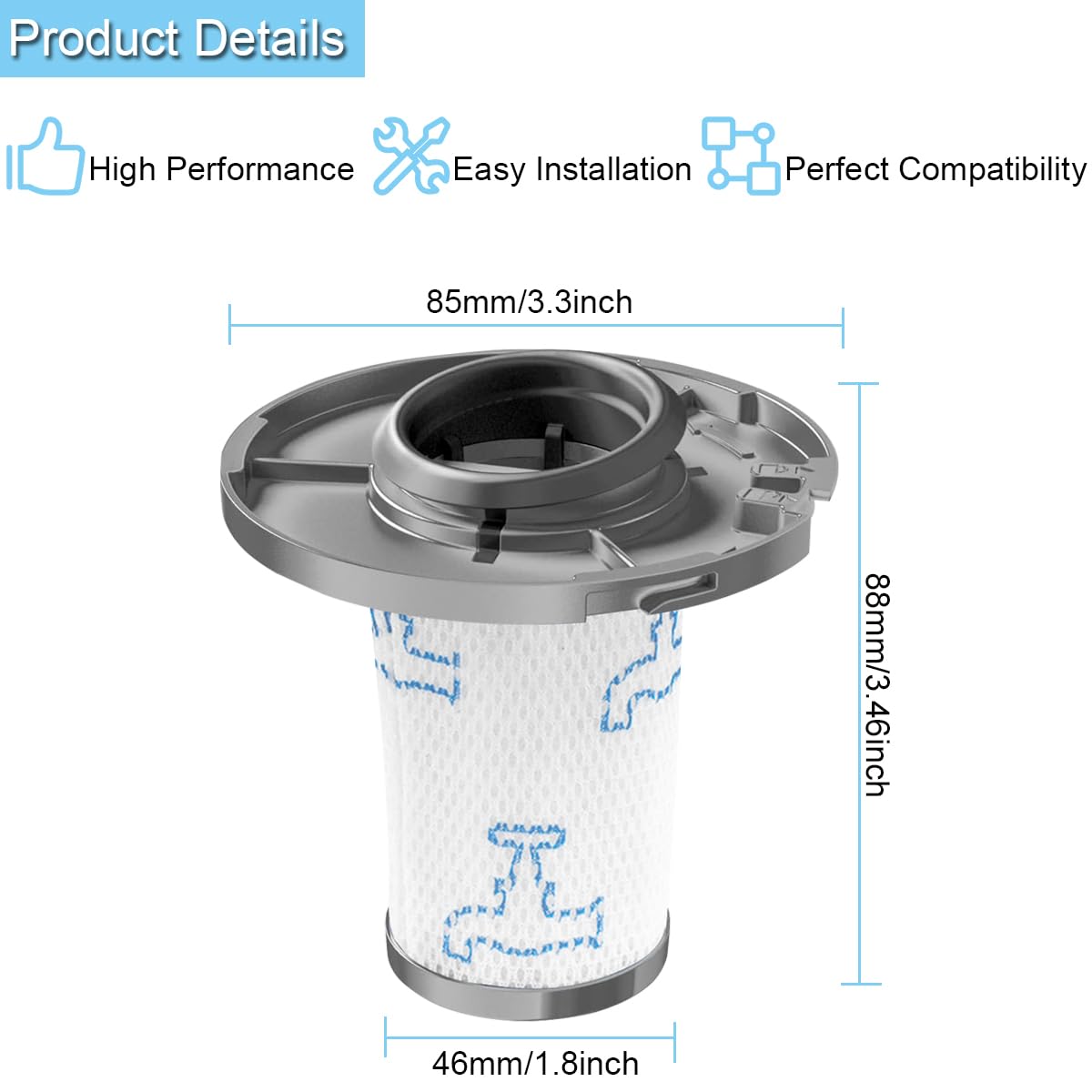 2 Filtri Lavabili Per Aspirapolvere Rowenta X-Force Flex 8.60 - Alternativa ZR009005