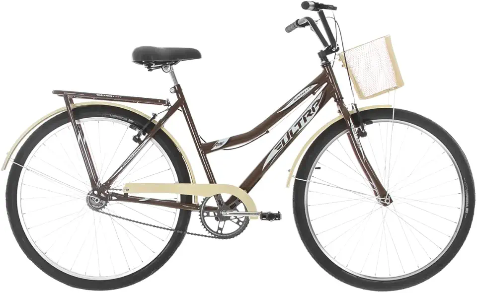 Bicicleta Ultra Bikes Summer Vintage Retrô Line Aro 26 Reforçada Freio V-Brake Marrom/Bege