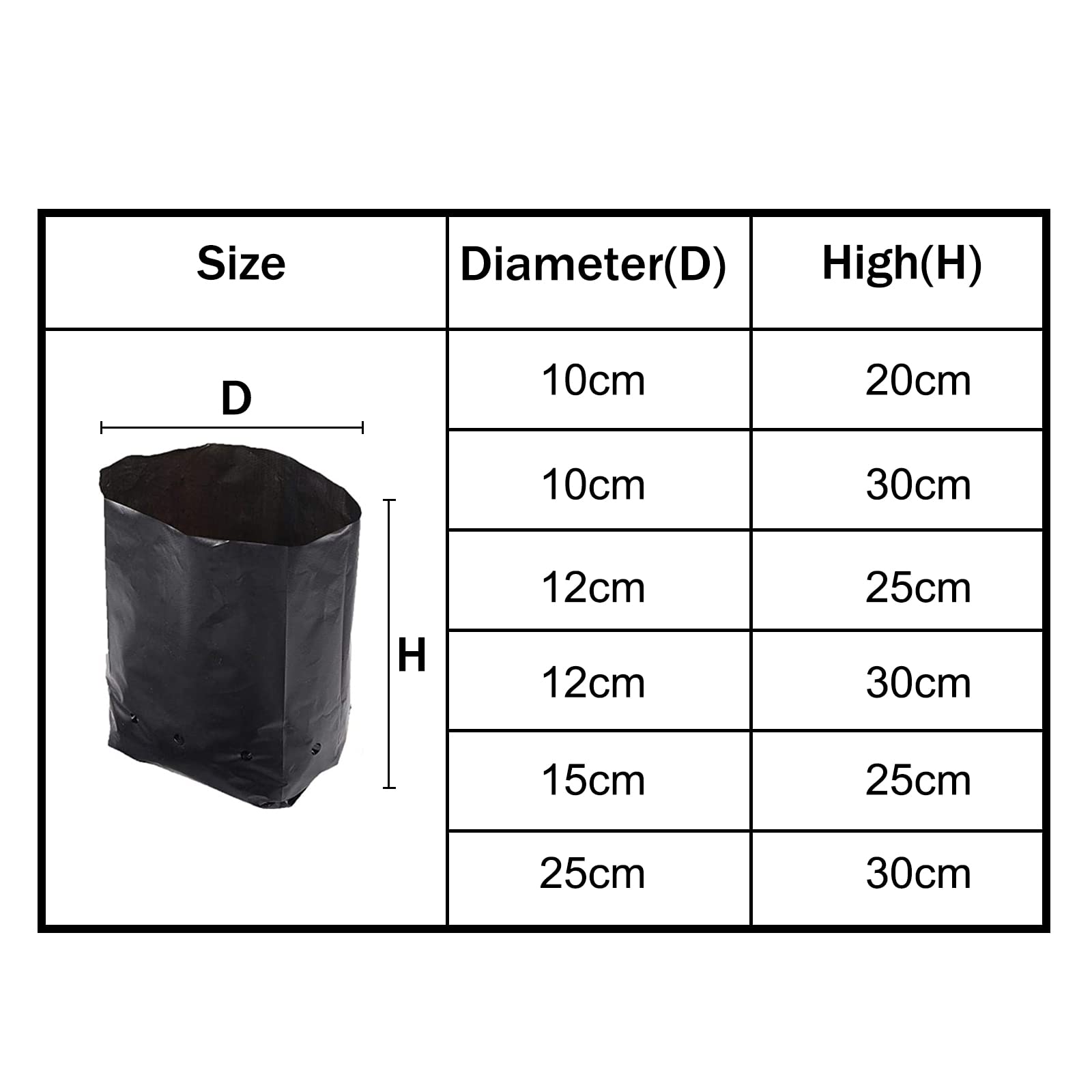 Sac de Culture Spécial 100pcs Premium PE Biodégradable avec Trou Respiratoire pour Fruits, Herbes, Fleurs - 25x30cm (DxH)