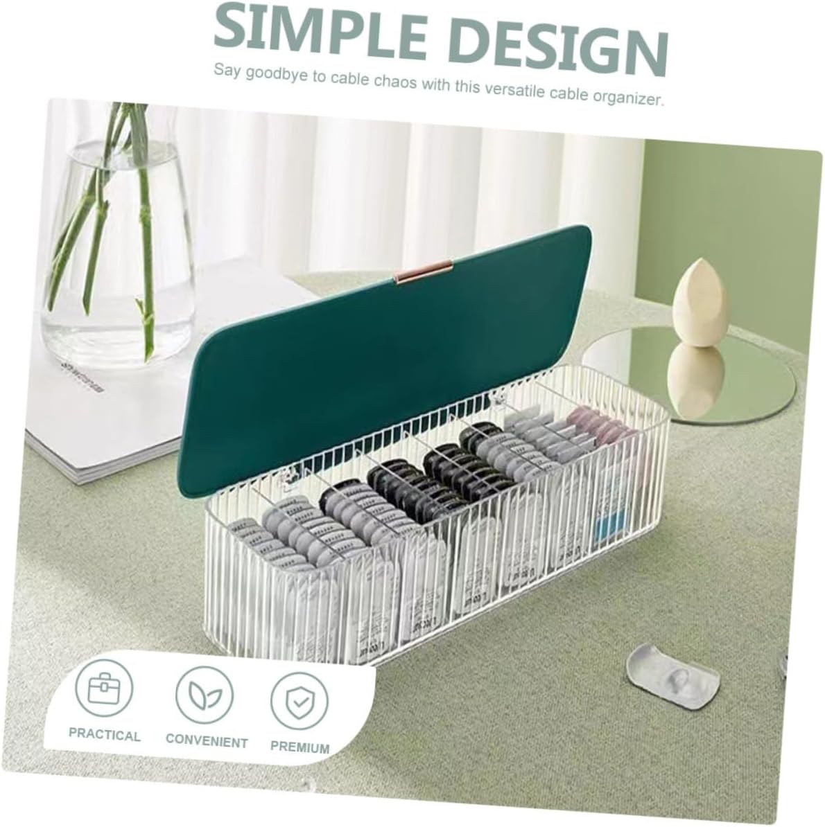 Balacoo 3pcs Box Desktop Cord Organizer for Electronics Cover for Easy Storage of Cords and Wires for Use Design Multiple Compartments