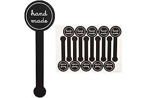 Perfect Bakery Branding: 200 Pcs Hand Made Self-Adhesive Stickers Black Long Label Stickers