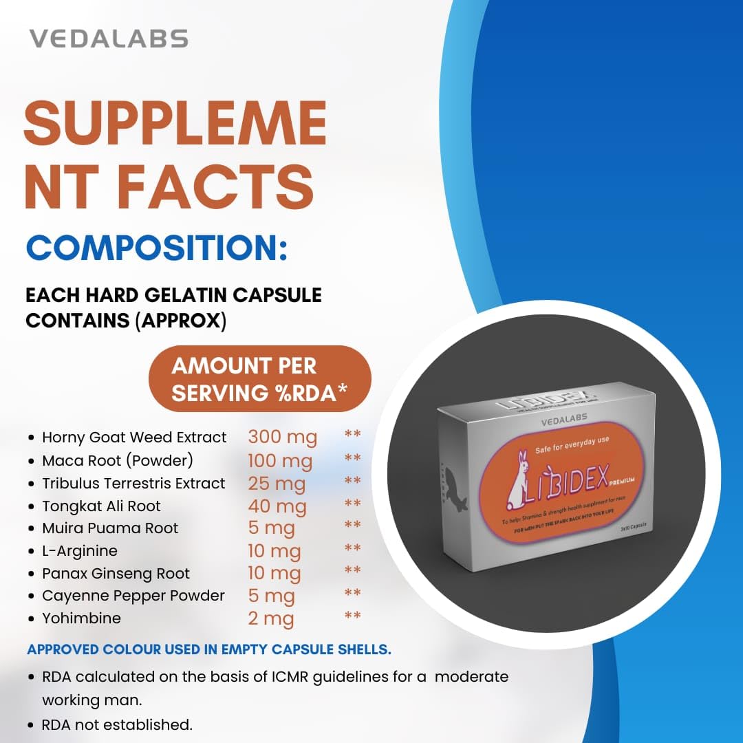 VEDALABS Libid-X Premium Health Supplement for Men | Daily Wellness & Vitality Support Capsules | 30 Count | 3x10 Blister Pack — Amazon image 4
