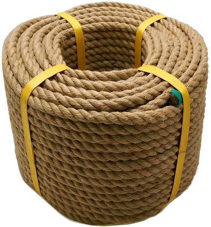 Rope Natural Jute Twine 10MM Jute Rope Roll Heavy Duty Thick Twine for Cat Scratching Post Bundling Gardening and DIY Crafts(20mm,40m)