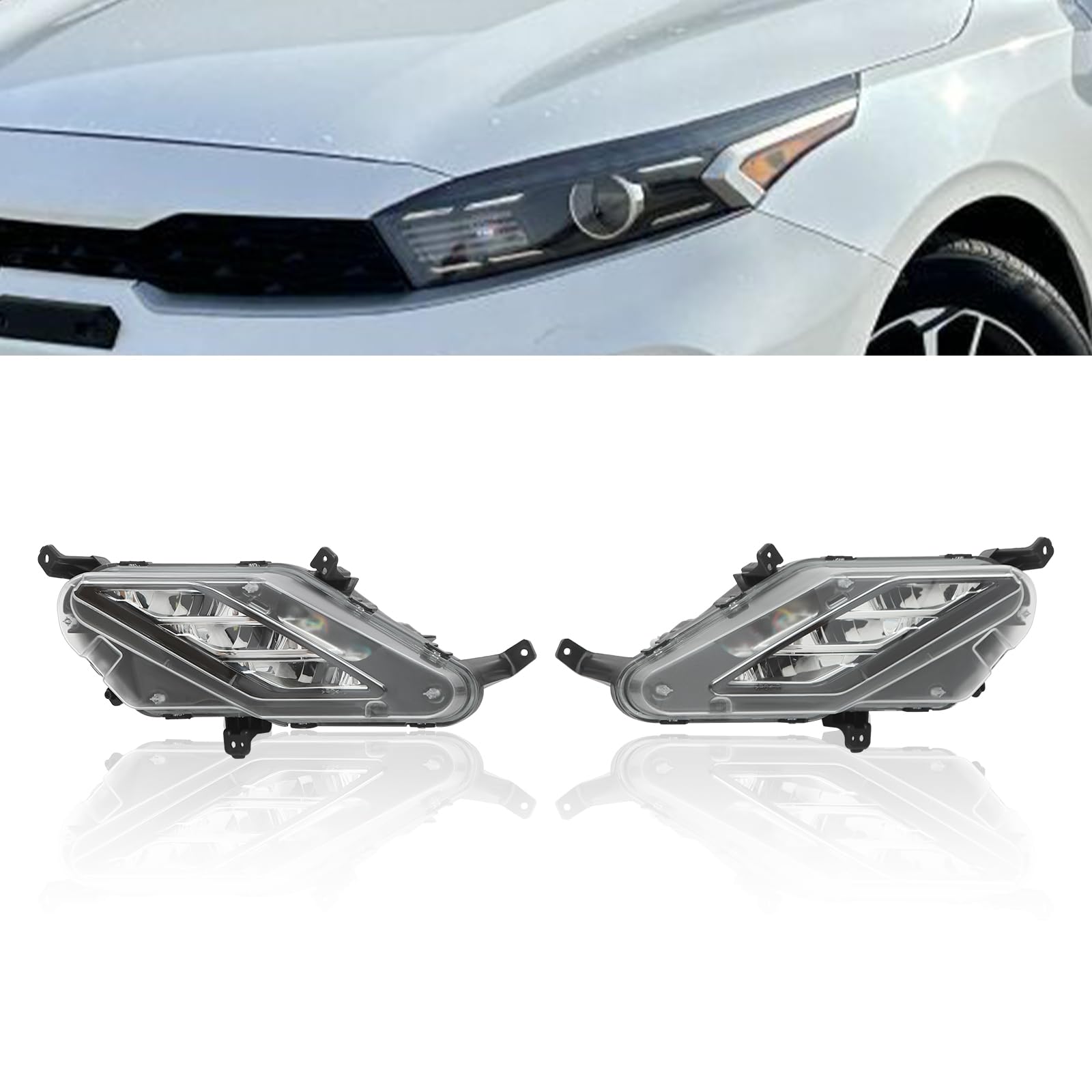 SuiYuLn For 2022-2023Kia Forte Fog Light& Fog Cover Bezels Assembly,LED Fog Light with1 Pair* Frames,Right and Left Fog Light Lamp Replacement