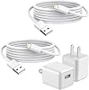 Cargador para iPhone, 2 unidades de 6 pies, cargador de pared USB de carga rápida, cable USB con cubo de carga y bloque de enchufe de viaje, cable Lightning de 6 pies para iPhone 14 13 12 11 Pro Max XS XR X 8 7 SE2022 iPad 1