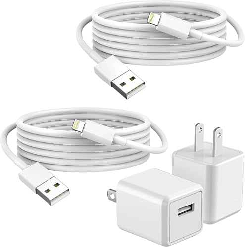 아이폰 충전기, 2팩 1.8m(6피트) USB 벽 충전기 고속 충전 USB 케이블 충전 큐브 여행용 플러그 블록 1.8m(6피트) 고속 큐블 라이트닝 케이블 코드 아이폰 14 13 12 11 프로 맥스 XS XR X 8 7 SE2022 아이패드용