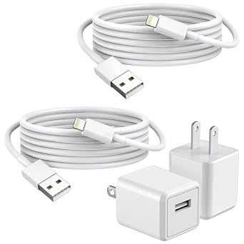 iPhone Charger,2Pack 6FT USB Wall Charger Fast Charging USB Cable Charging Cube Travel Plug Block with 6Foot Fast Cuble Lightning Cable Cord for iPhone 14 13 12 11 Pro Max XS XR X 8 7 SE2022 iPad