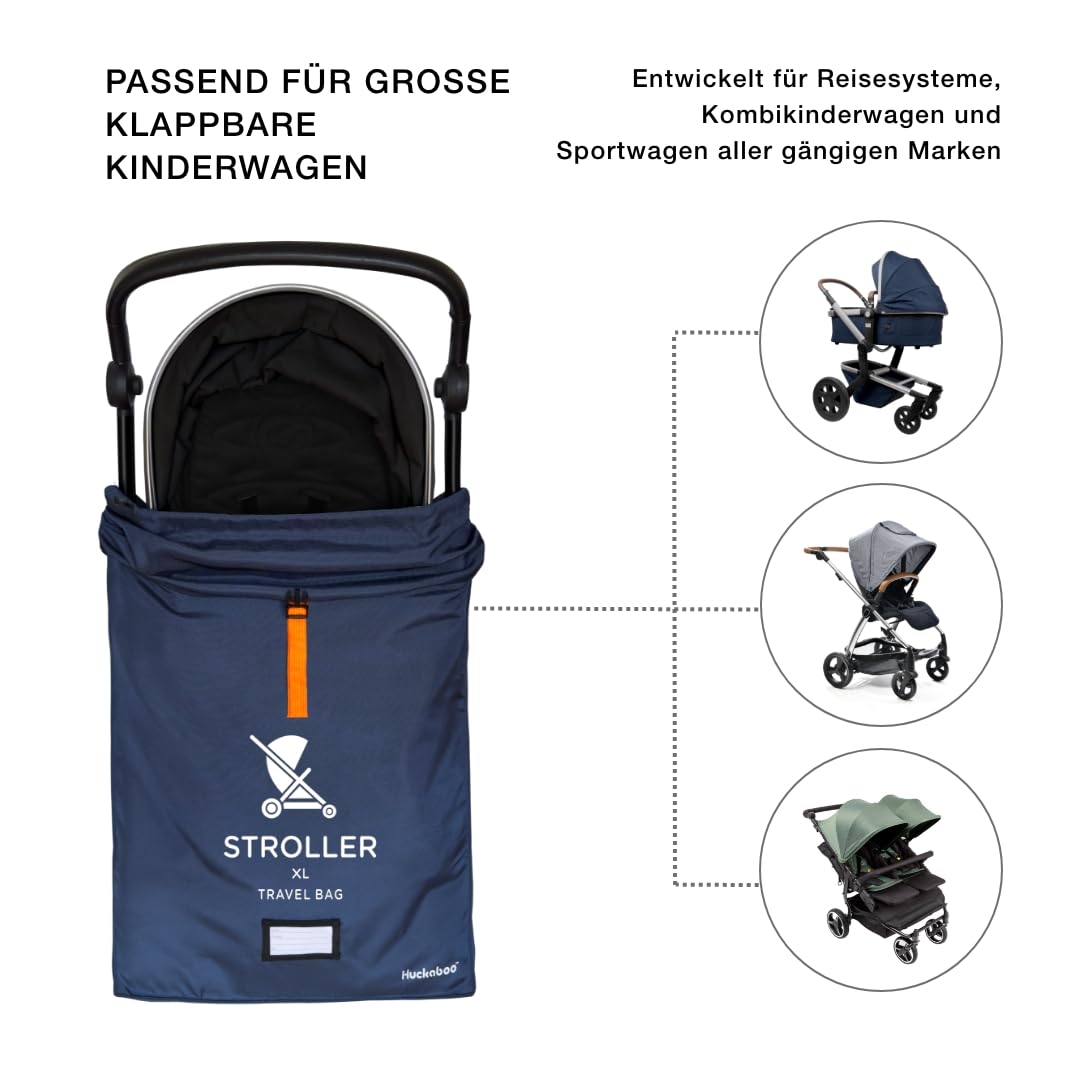 Huckaboo XL Kinderwagen-Transporttasche aus strapazierfähigem Nylon, Dunkelblau