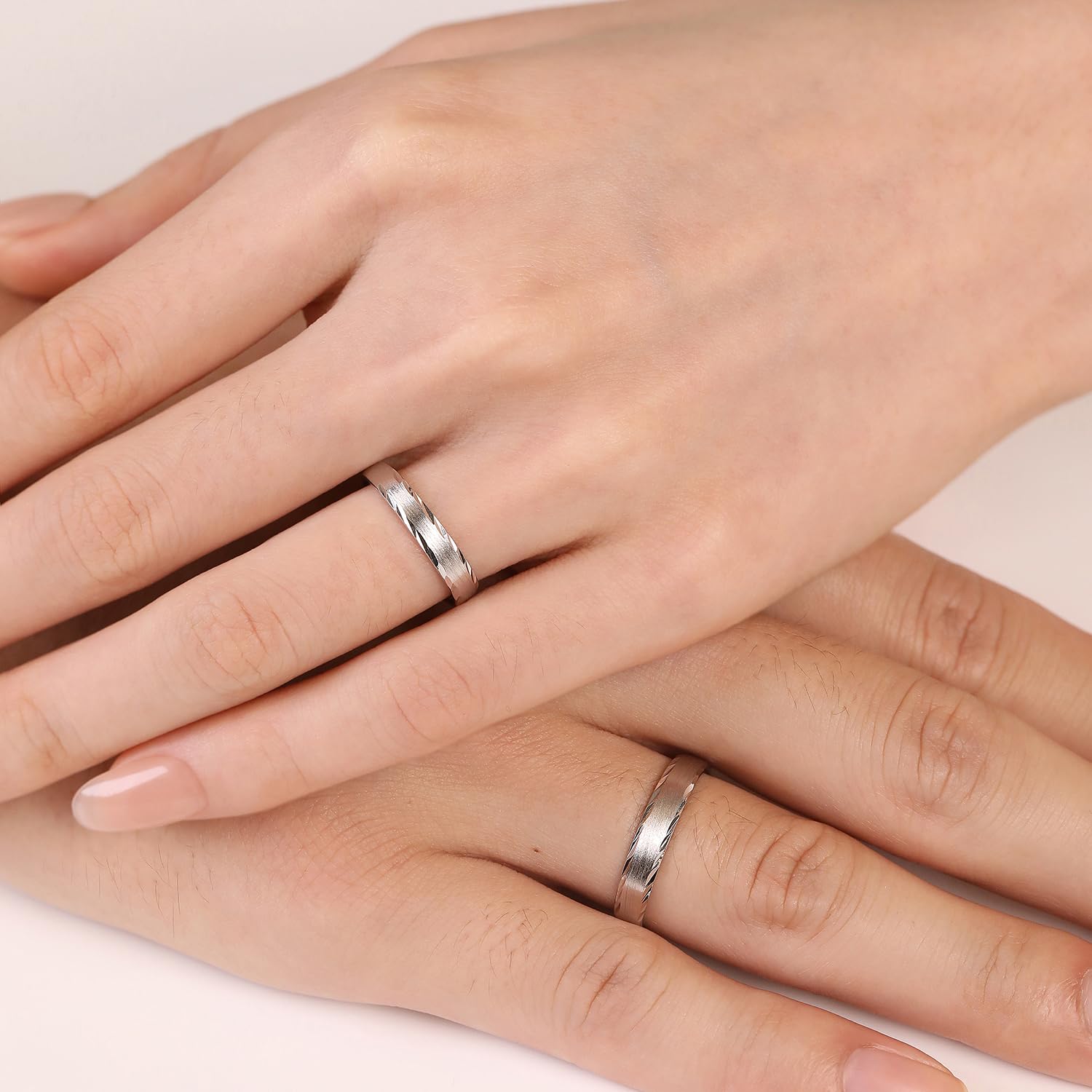 Meissa Bagues de Couple pour Homme et Femme Anneaux de Mariage en Argent Sterling 925 Finition Satinée Simple Bagues de Promesse Assorties Taille Ajustable