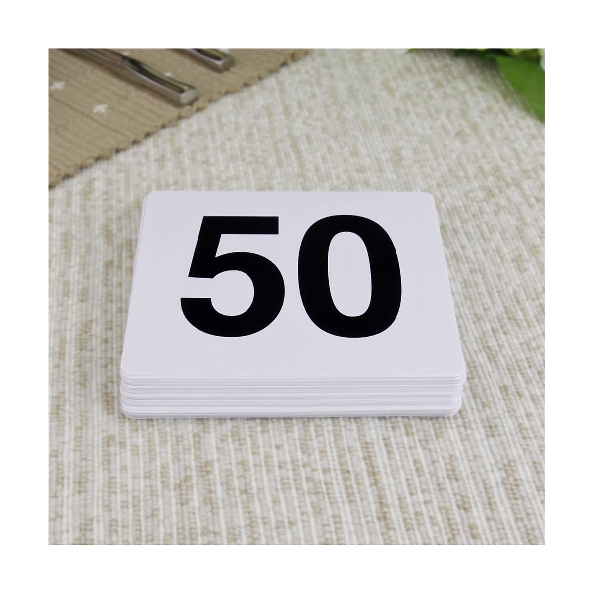 Karty z numerami stołów, Numery stołów, winietki, wesele, białe, 3,9 x 3,7 cala, plastikowe, opakowanie 25/50/100 szt.(White 1 100)
