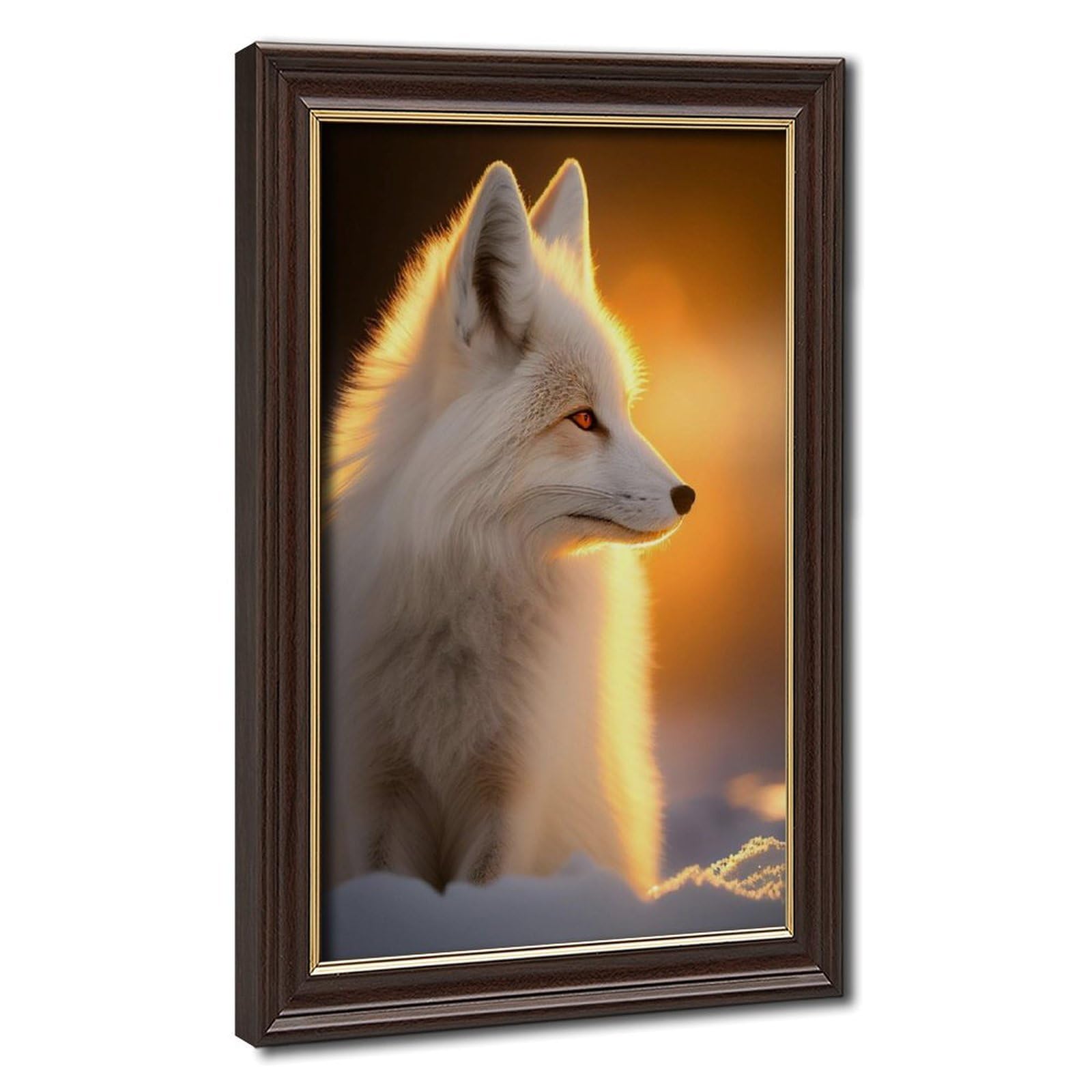 Bareronor Mokume Gane Frame-Style Arctic Fox Canvas Poster For Office Decor Gift