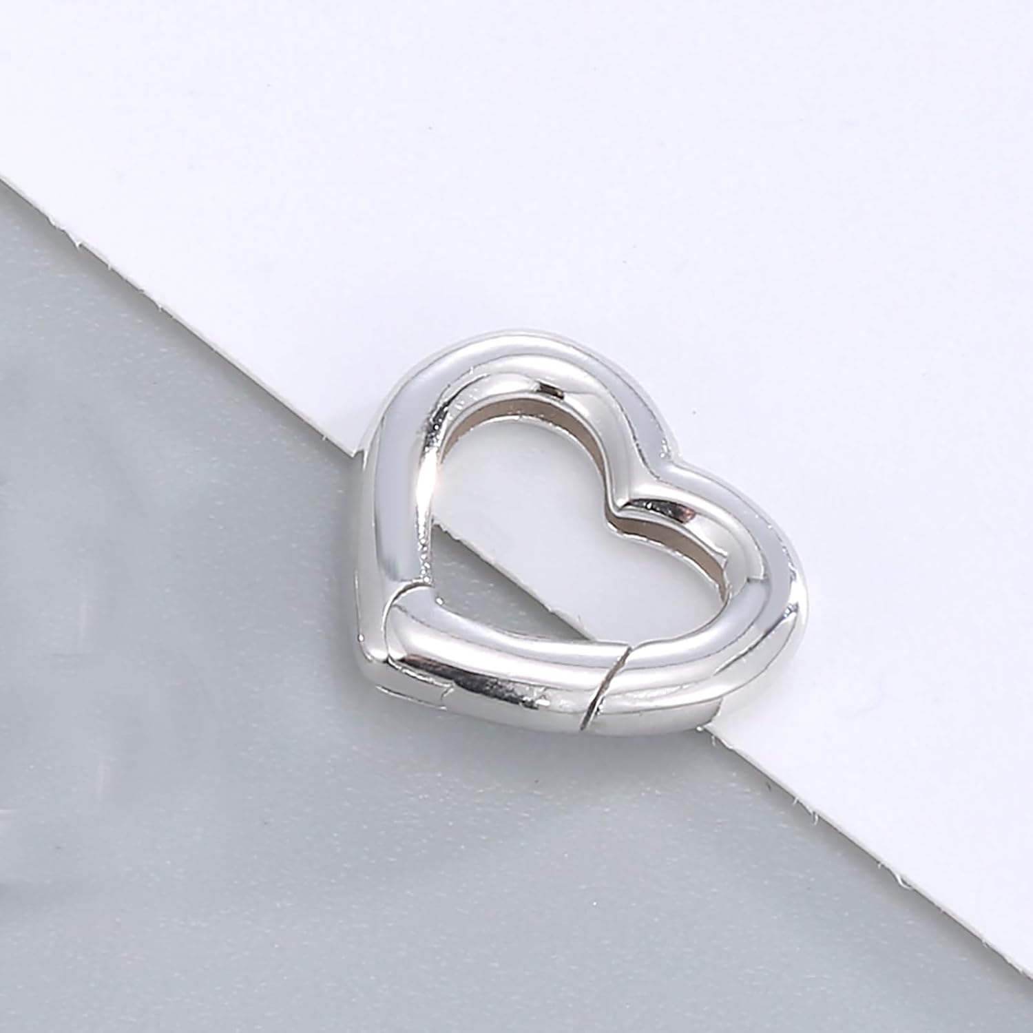 S925 Sterling Silver 14X13mm Heart Spring Gate Ring Clasps Enhancer Connector Shortener Clasp for Jewelry Making DIY Craft Supplies