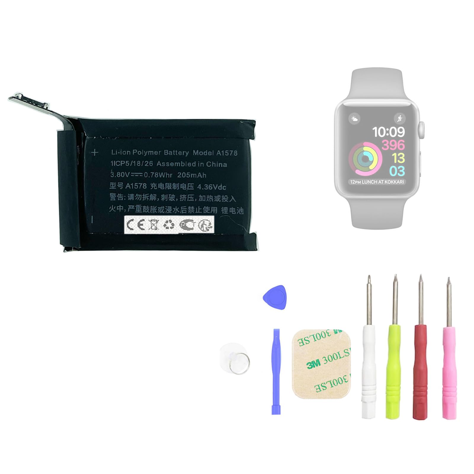 Batteria Di Ricambio A1578 Compatibile Con Smartwatch Series 1 38mm (modelli A1802, A1553) - Kit Sostituzione