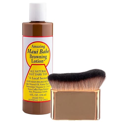 Amazing Maui Babe Browning Lotion 8oz - Loción bronceadora Maui Babe con cepillo de bronceado corporal - Kit de loción bronceadora Maui