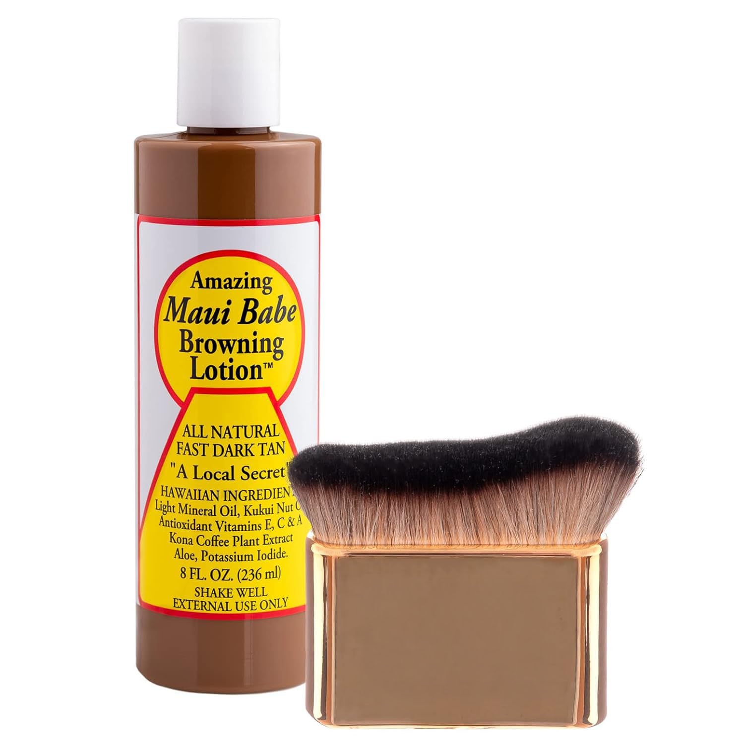 Maui Babe Browning Lotion 8oz with Body Tanning Brush - Tanning Lotion Kit
