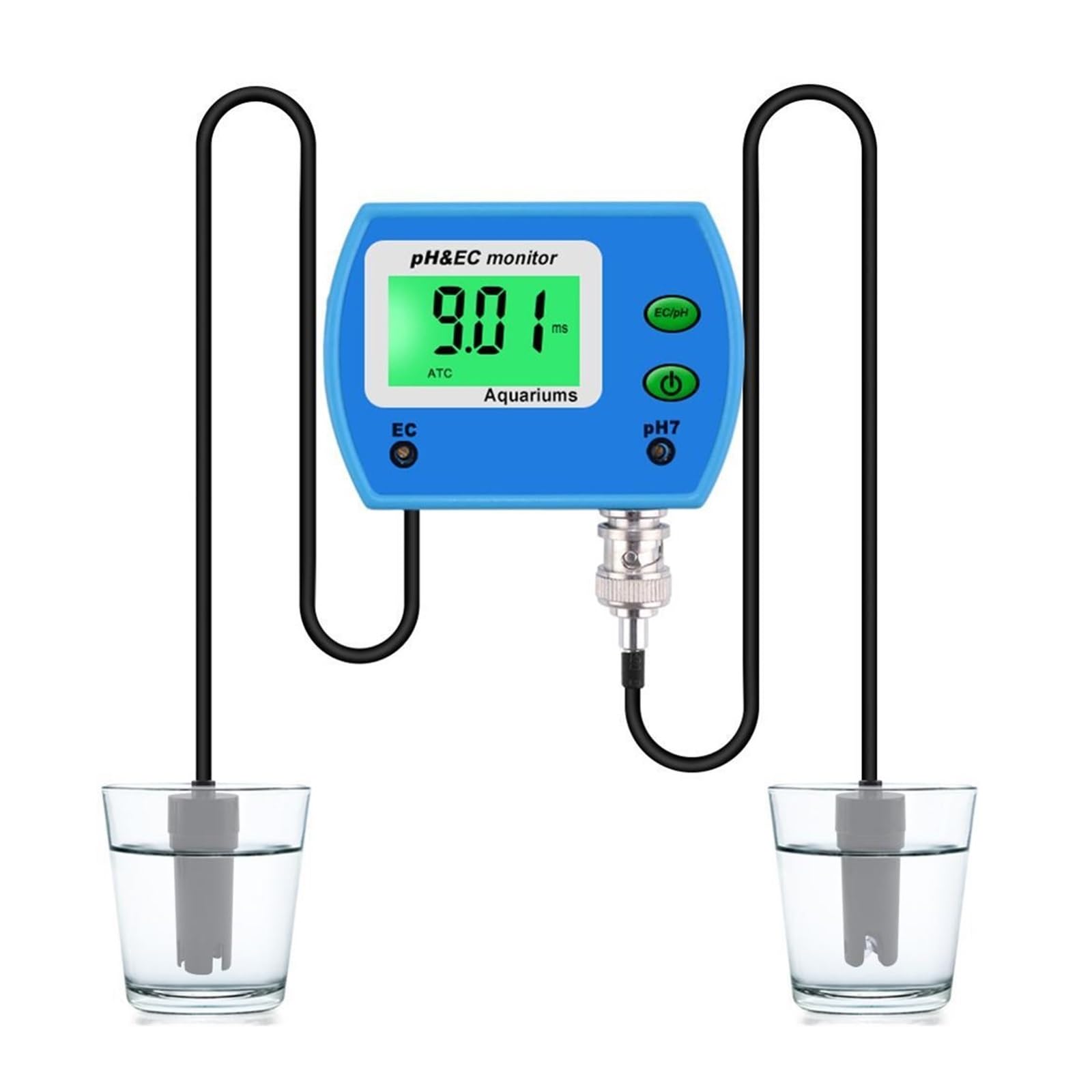 Medidor de PH EC 2 en 1, Monitor Digital calidad del agua, acidómetro línea multiparámetro for herramienta prueba acuario Amplio Rango NuméRico