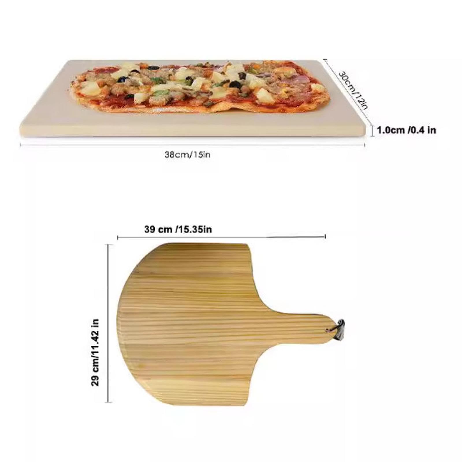 F Fityle Pizza Extra Grande para la Parrilla, Hornear con Accesorios para Hacer cáscaras, Pizza Rectangular Parrilla Cordierite cocinando Piedra