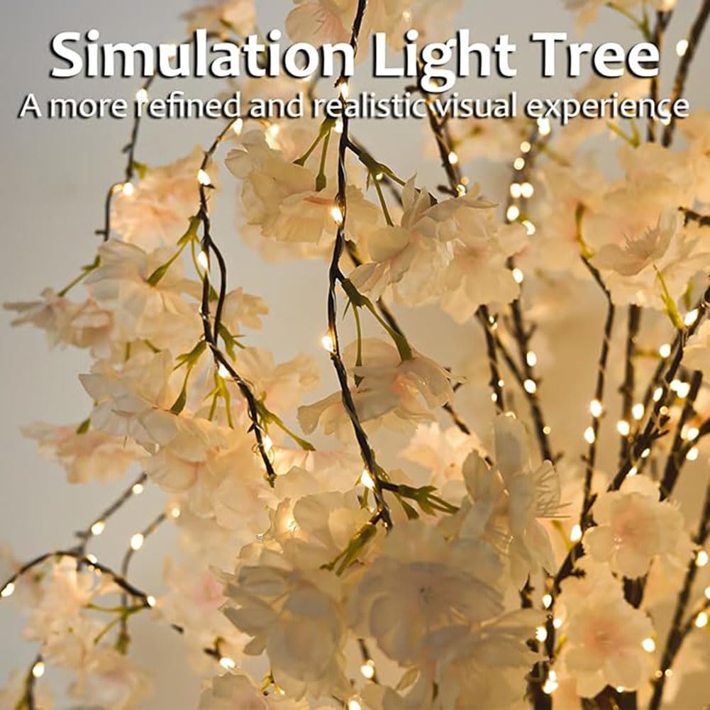 LED Lighted Tree with Cherry Blossom 180CM Fairy Lights Pink Flower Faux Tree Lichter USB Lichterbaum mit Fernbedienung 8 Lichtmodi Deko Lampe Indoor Outdoor für Haus Zuhause Party,1.5m