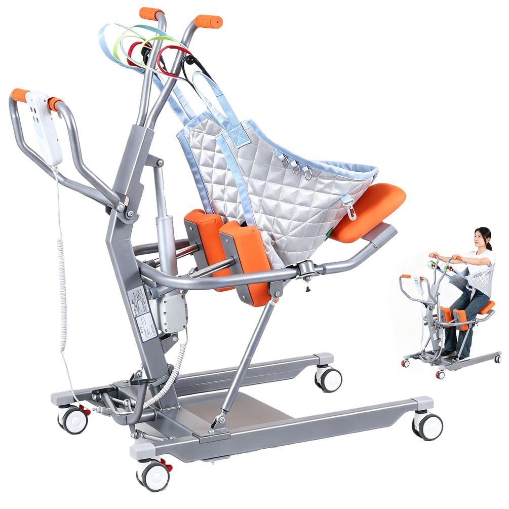 Sollevapazienti Elettrico Sit-Stand Per Disabili, 150 Kg | Poggiapiedi Con Cuscinetti Ergonomici Per Le Ginocchia E Sedile Sdoppiabile A 180°
