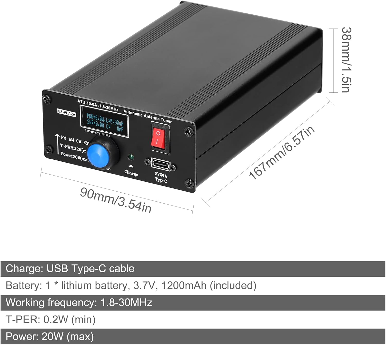 KKnoon ATU-10-0A with dimensions labeled