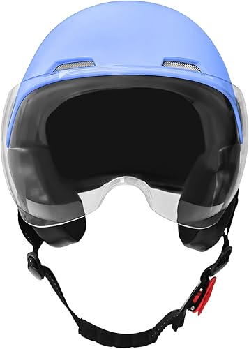 Miniatura 4 de Casco de motocicleta para adultos, medio casco con máscara resistente al viento para crucero, bicicletas de carretera, bicicletas eléctricas, casco